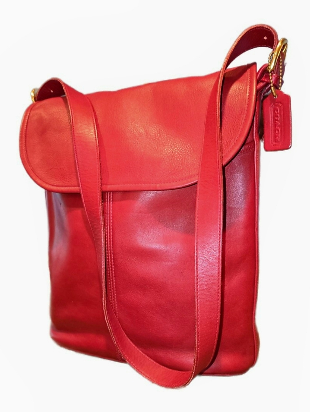 Coach Vintage Whitney 4115 Red Leather Flap Large Tote Bag